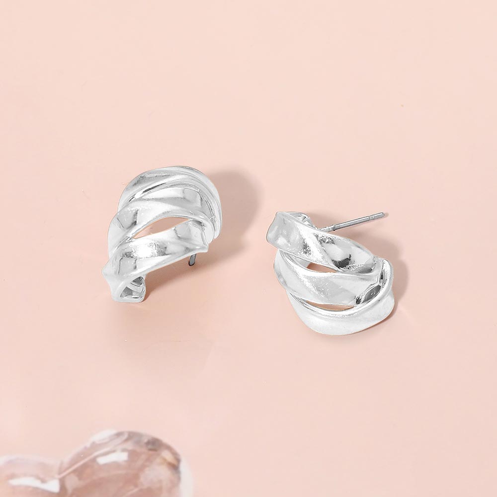 Twisted Metal Knot Stud Earrings