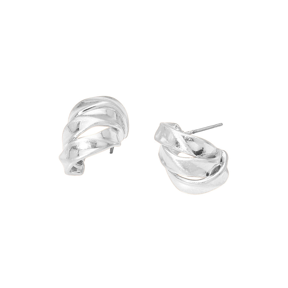 Twisted Metal Knot Stud Earrings
