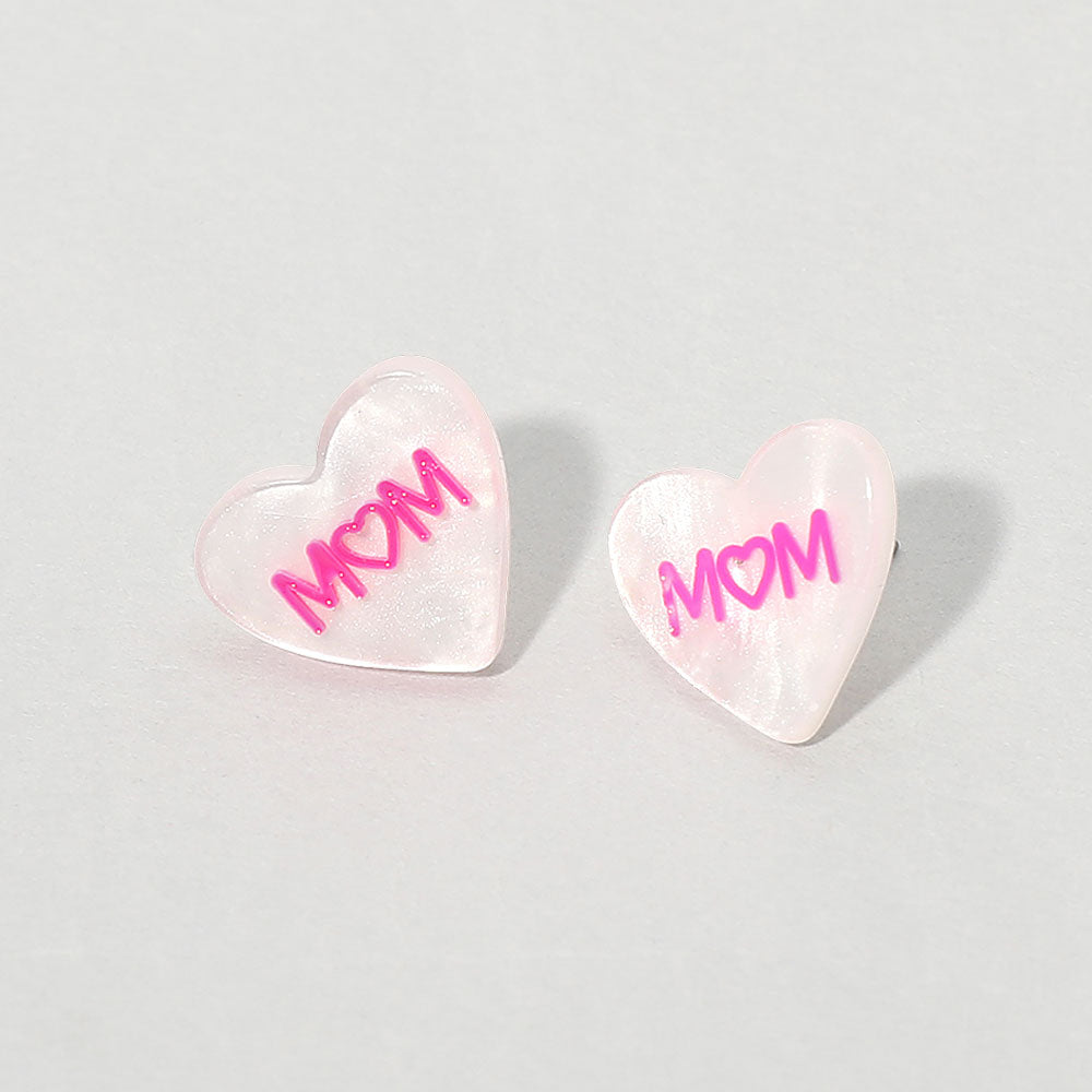 MOM Heart Stud Earrings