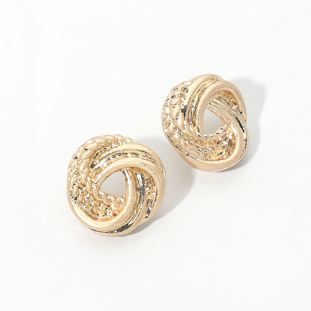 Textured Metal Knot Stud Earrings