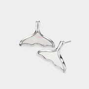 Mother of Pearl Whale Tail Stud Earrings