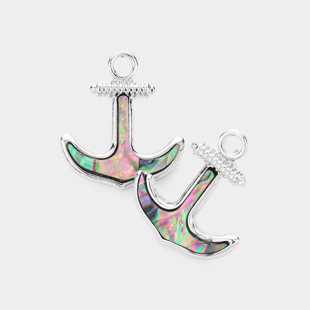Abalone Anchor Stud Earrings