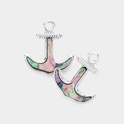 Abalone Anchor Stud Earrings