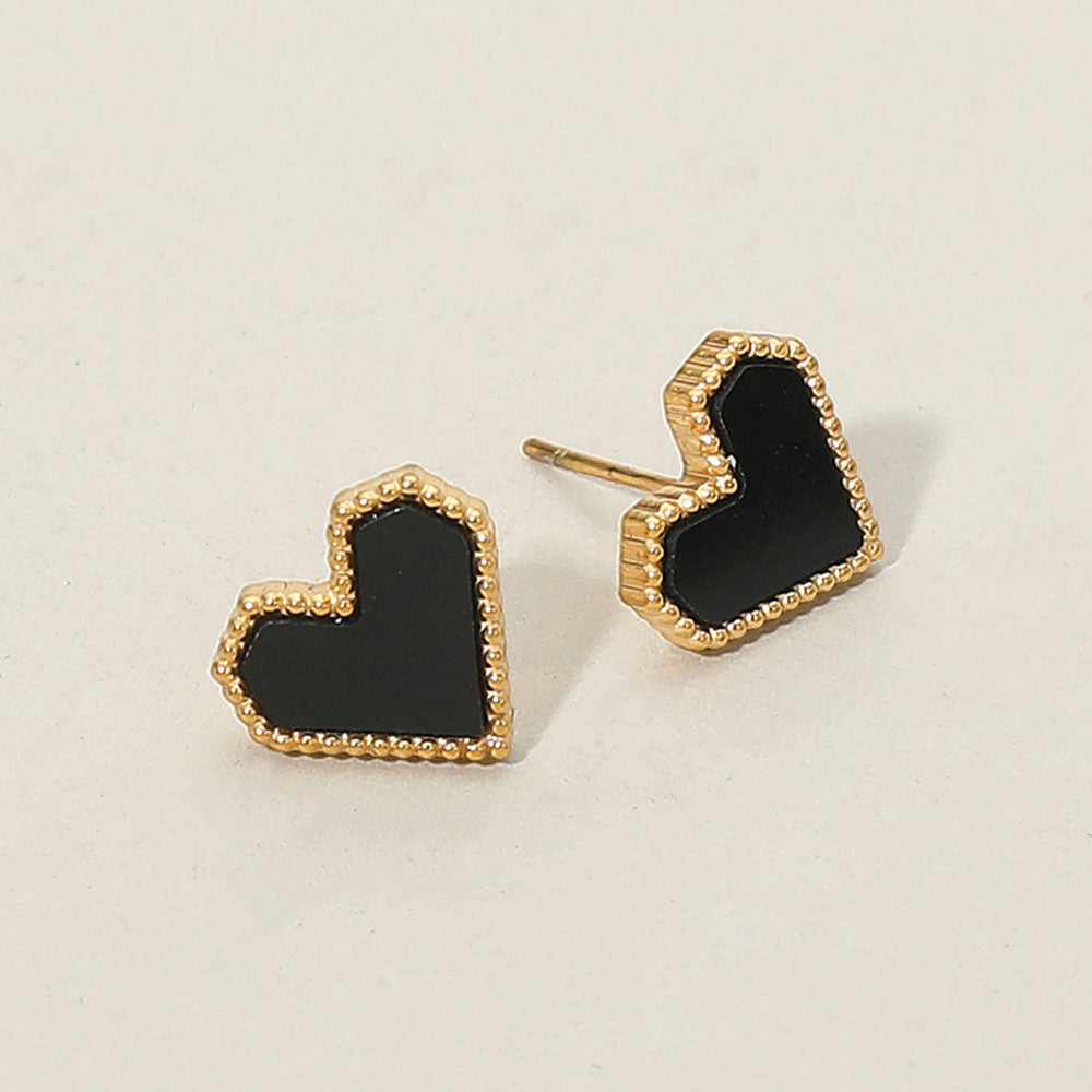 14K Gold Plated Heart Stud Earrings