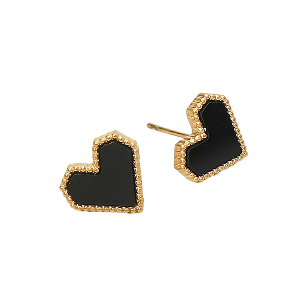 14K Gold Plated Heart Stud Earrings