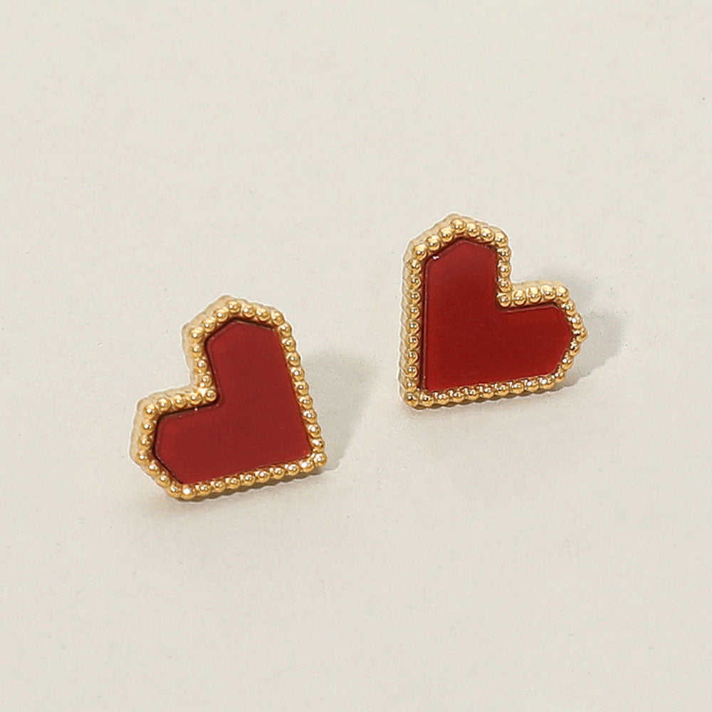 14K Gold Plated Heart Stud Earrings