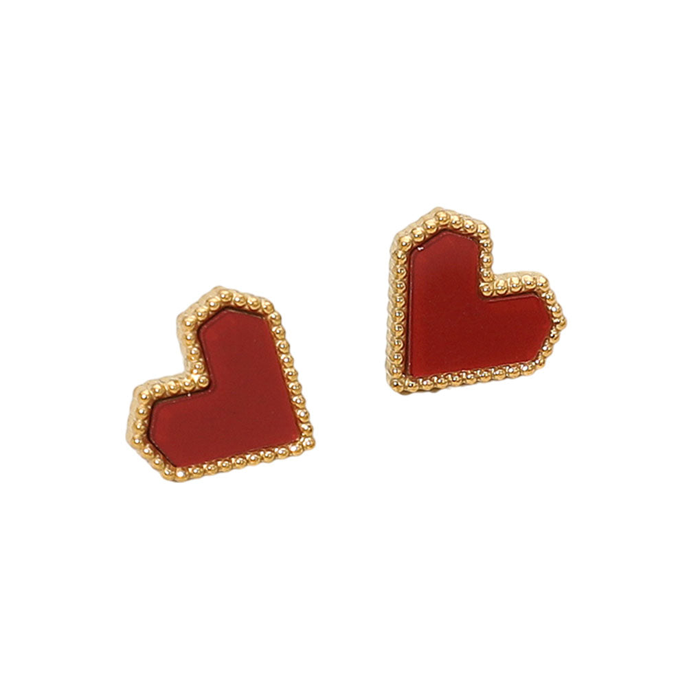 14K Gold Plated Heart Stud Earrings