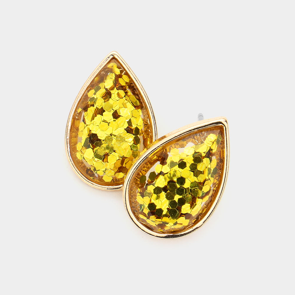Glittered Teardrop Stud Earrings