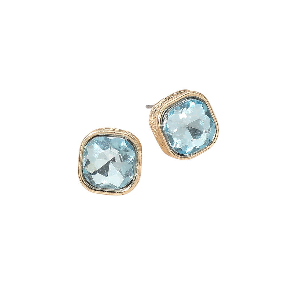 Cushion Cut Square Stone Stud Earrings