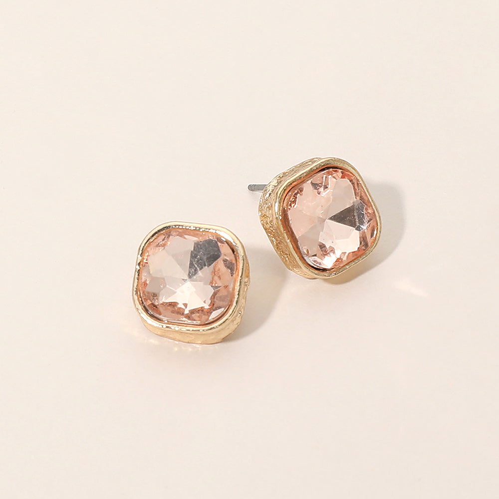 Cushion Cut Square Stone Stud Earrings
