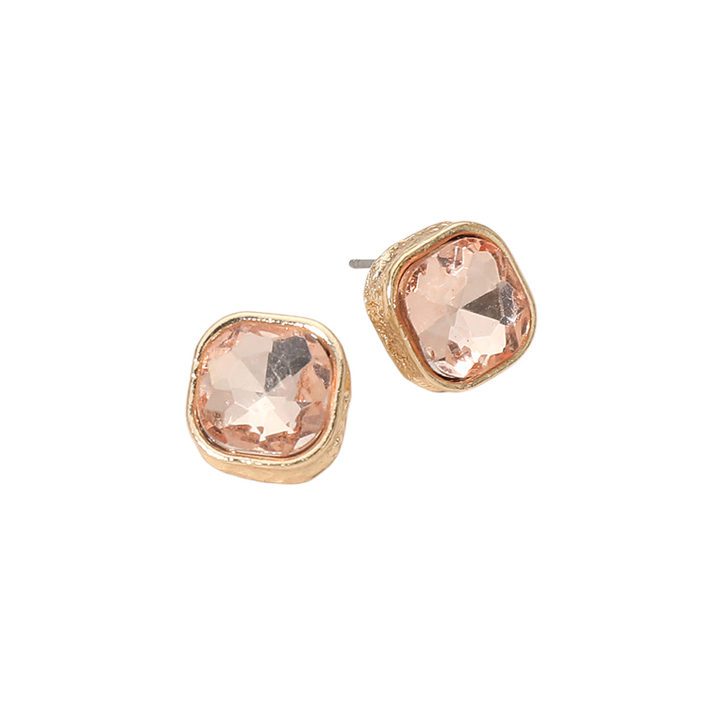 Cushion Cut Square Stone Stud Earrings
