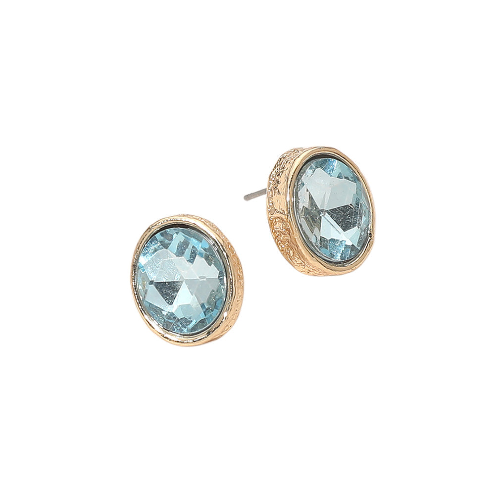 Cushion Cut Oval Stone Stud Earrings