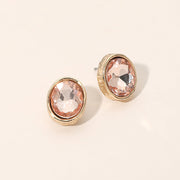 Cushion Cut Oval Stone Stud Earrings