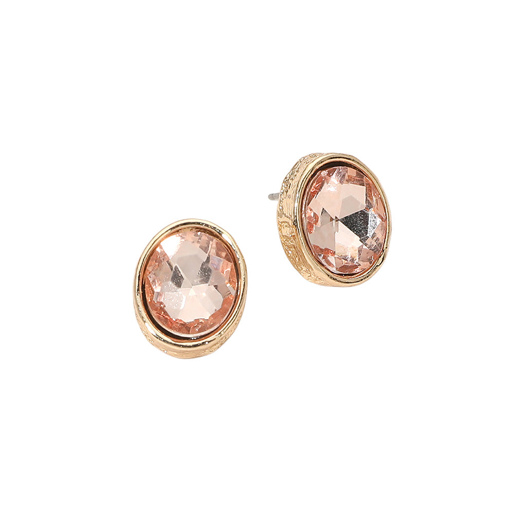 Cushion Cut Oval Stone Stud Earrings