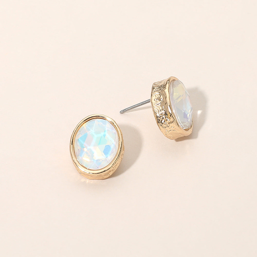 Cushion Cut Oval Stone Stud Earrings