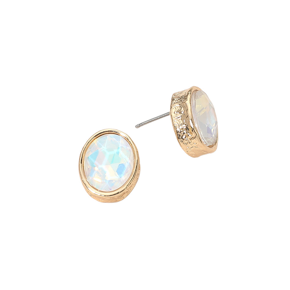 Cushion Cut Oval Stone Stud Earrings