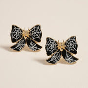 Halloween Spider Web Bow Stud Earrings