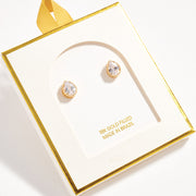 18K Gold Filled Pear Halo CZ Stud Earrings
