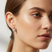 Gold Dipped CZ Halo Teardrop Stud Earrings