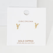 -Y- Cubic Zirconia Initial Monogram Stud Earrings