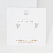 -Y- Cubic Zirconia Initial Initial Monogram Stud Earrings