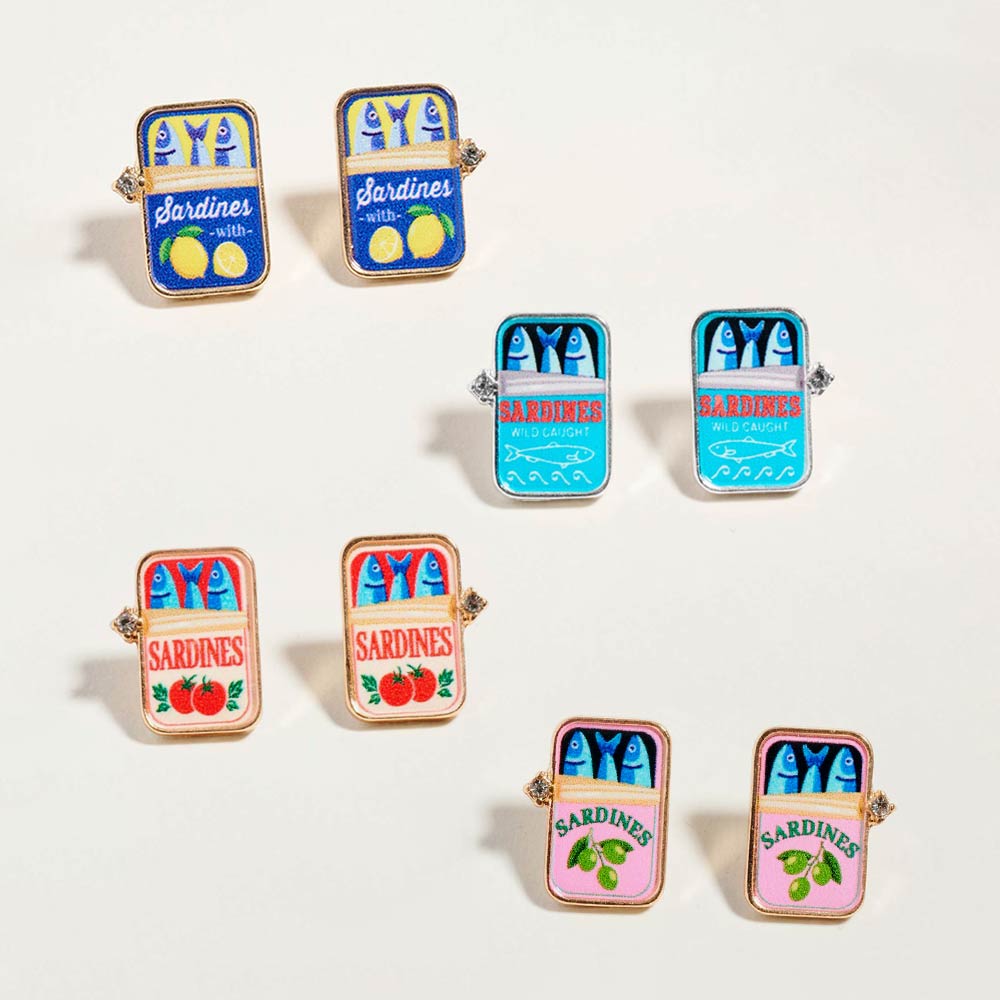 Sardine Can Stud Earrings