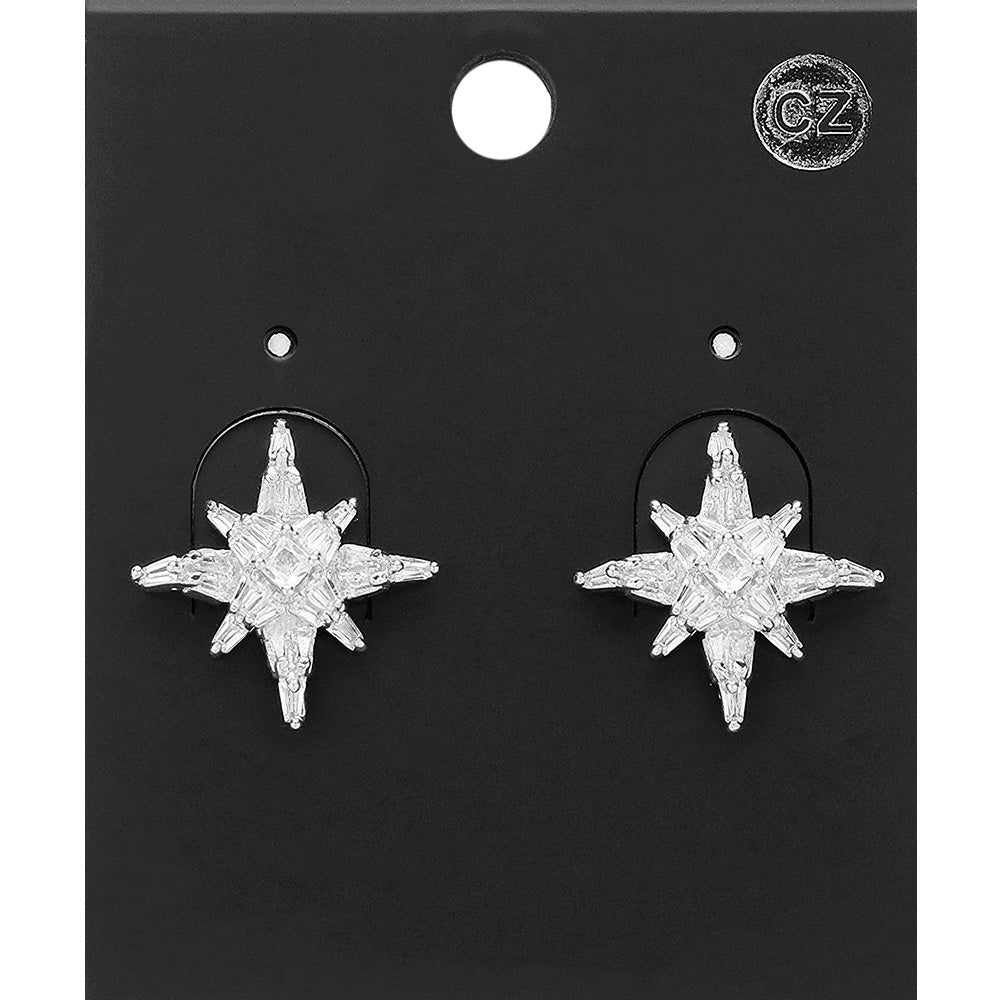 CZ Stone Paved Star Stud Earrings