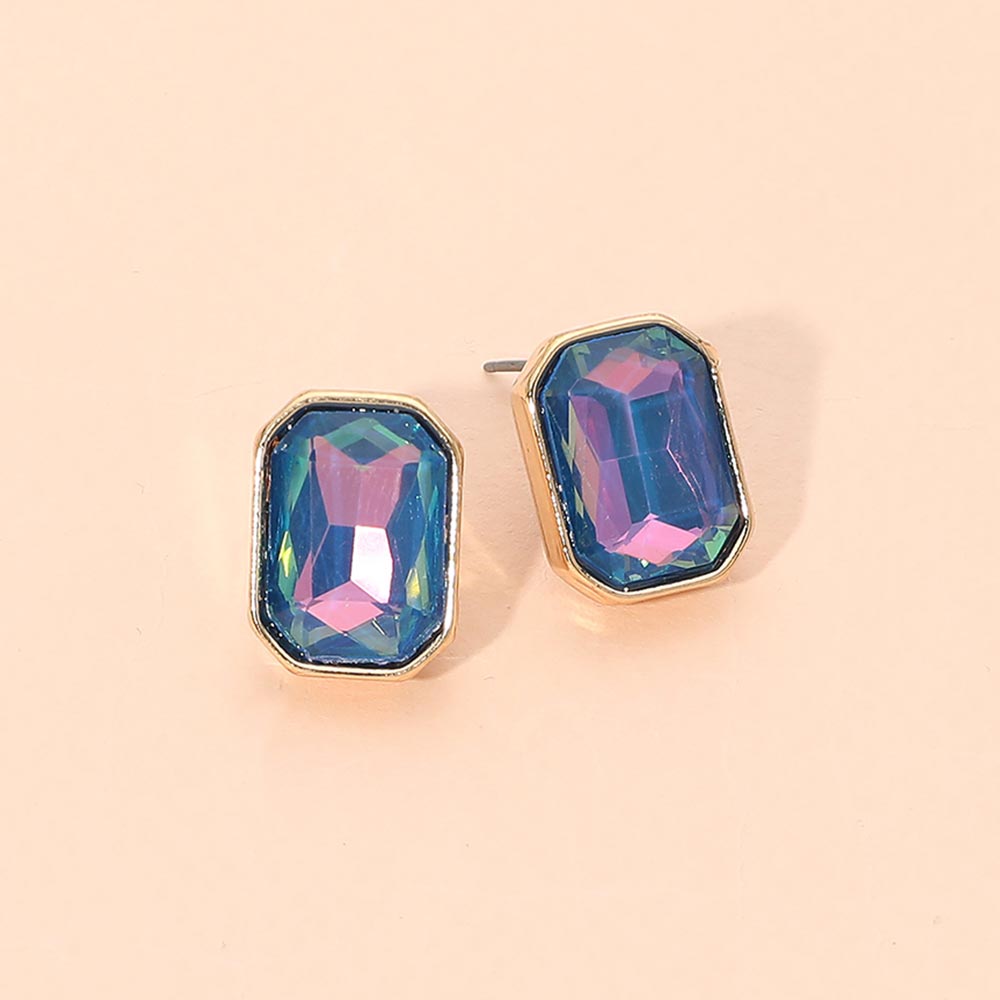 Geometric Stone Stud Earrings