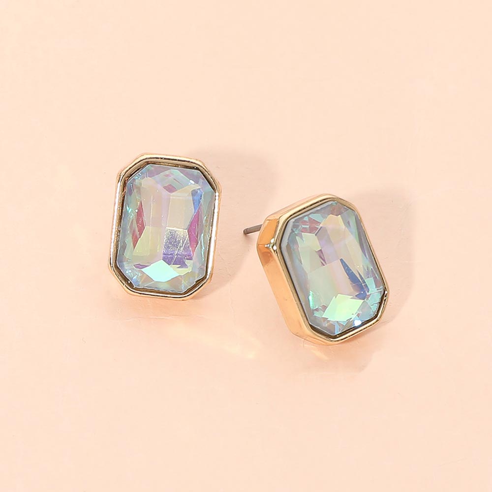 Geometric Stone Stud Earrings