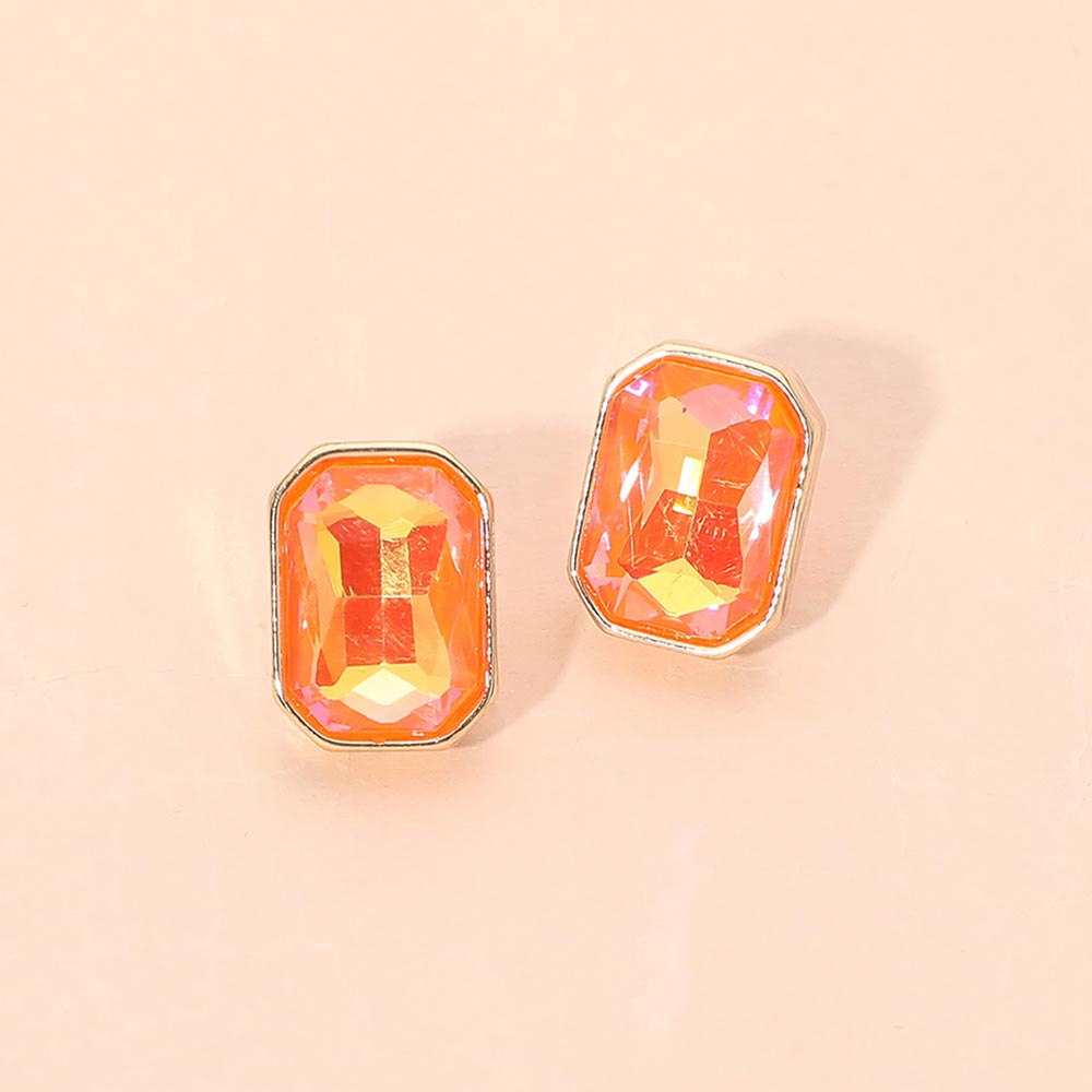 Geometric Stone Stud Earrings