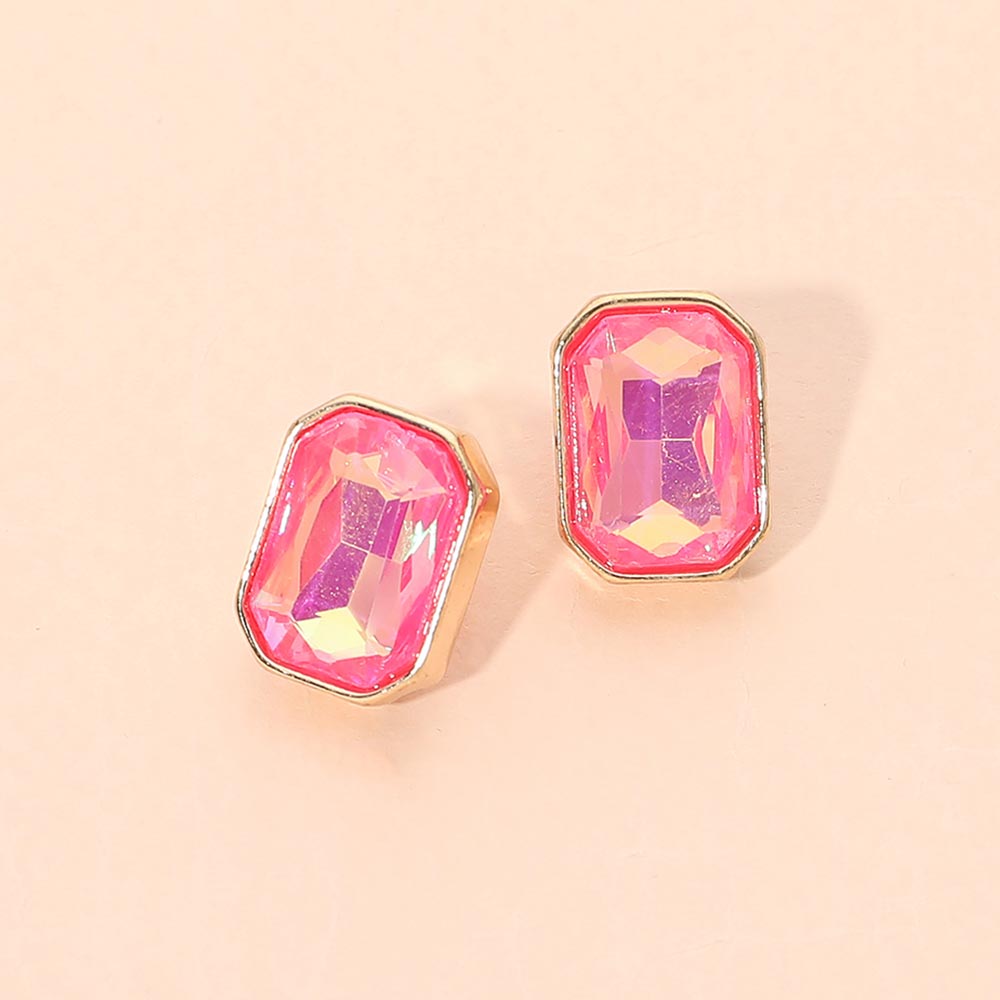 Geometric Stone Stud Earrings