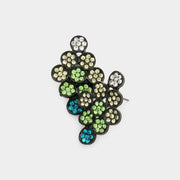 Flower Rhinestone Paved Kite Stud Earrings