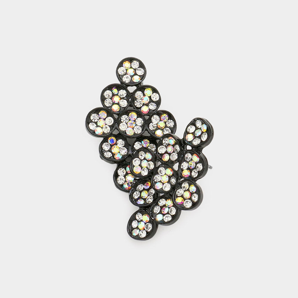 Flower Rhinestone Paved Kite Stud Earrings