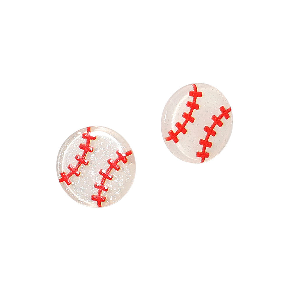 Glitter Resin Baseball Stud Earrings