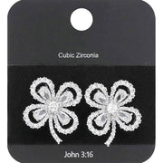 CZ Stone Paved Clover Stud Earrings