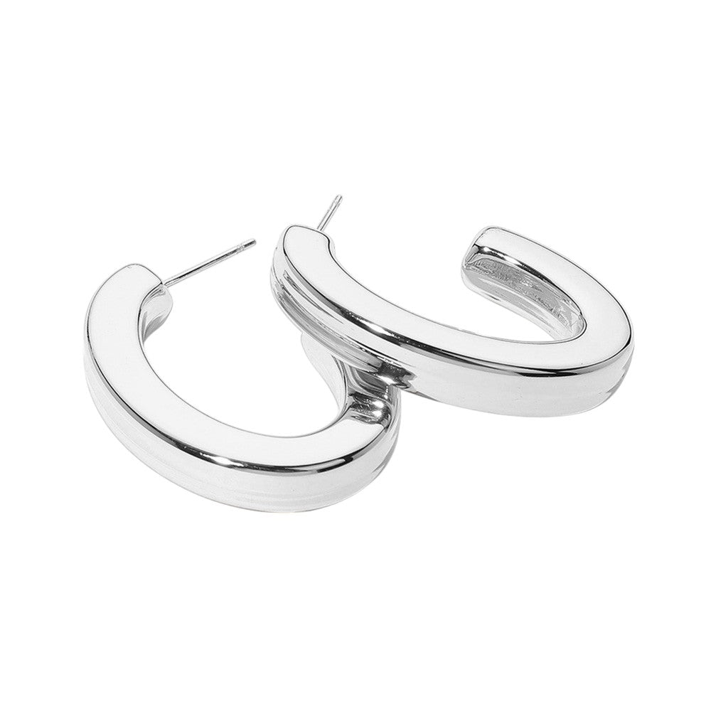 SECRET BOX_Stainless Steel Oval Hoop Earrings