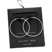 Stunning Secret Box Sterling Silver Dipped Metal Hoop Earrings