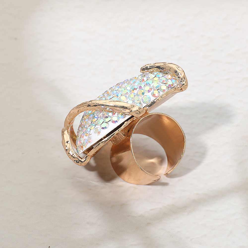 Bold Rhinestone Studded Heart Accent Ring