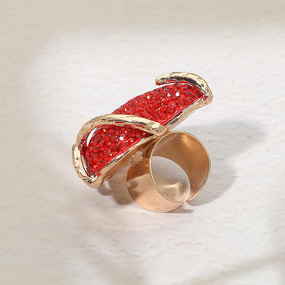 Bold Rhinestone Studded Heart Accent Ring