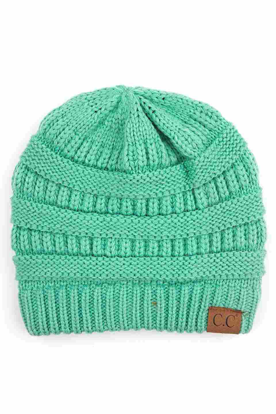 C.C Women's Ribbed Knit Solid Color Beanie