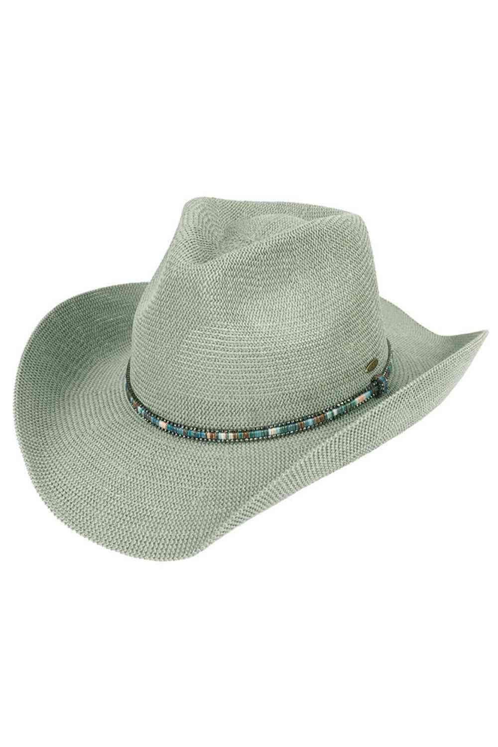 C.C Multi Colored Trim Band Knitted Cowboy Hat