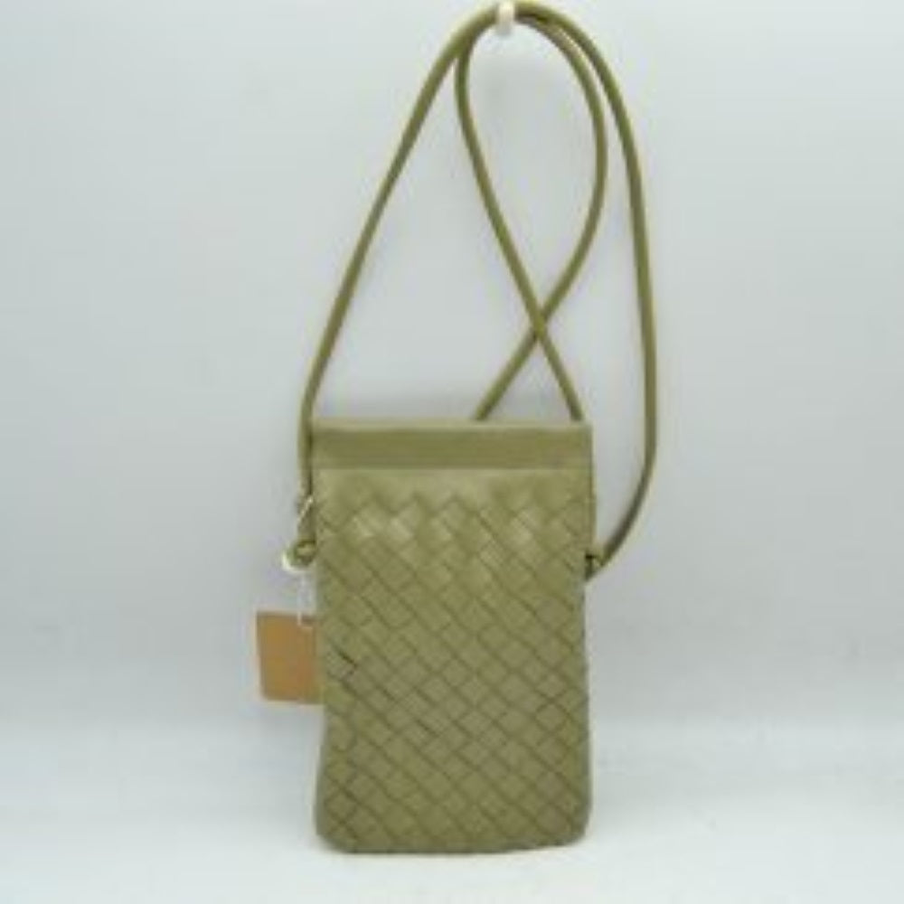 Woven Texture Vertical Phone Pouch Crossbody Bag with Cord Strap