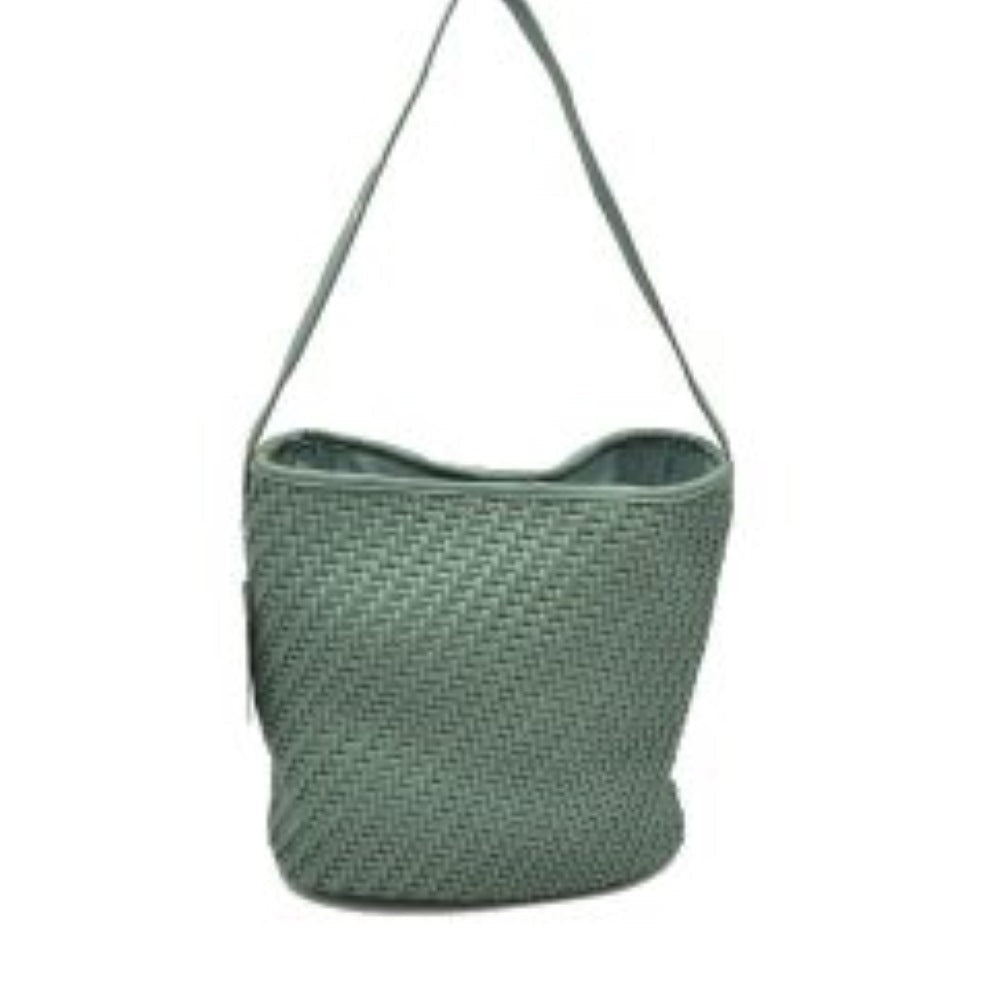 Woven Bucket Hobo Bag with Wide Shoulder Strap