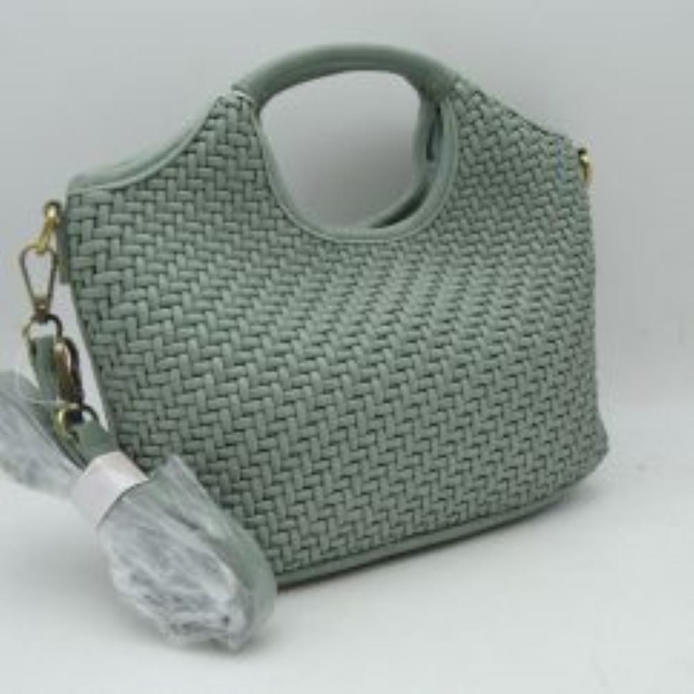 Woven Basket Weave Top-Handle Crossbody Bag and Handbag with Adjustable Strap