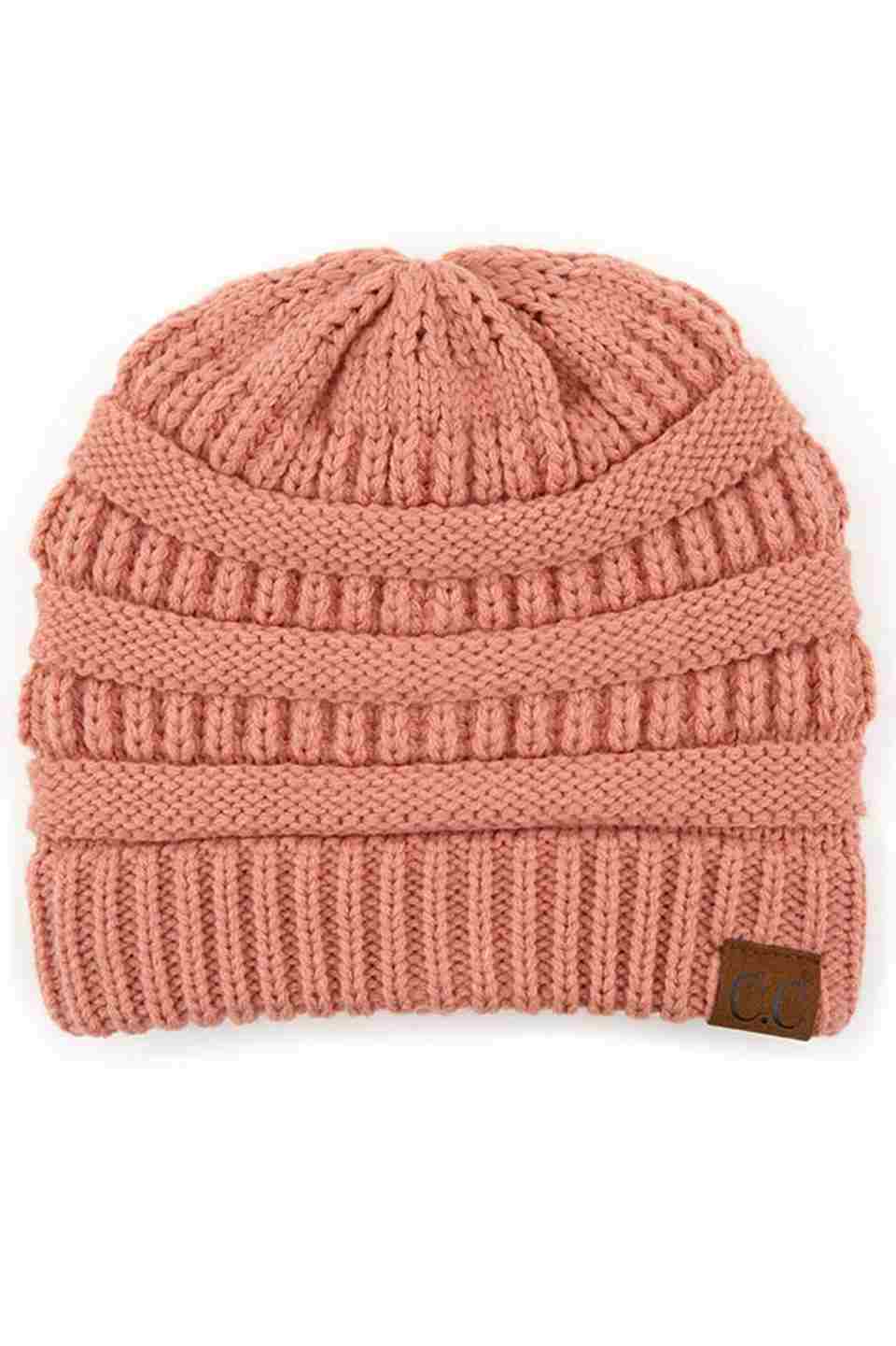 C.C Women's Ribbed Knit Solid Color Beanie