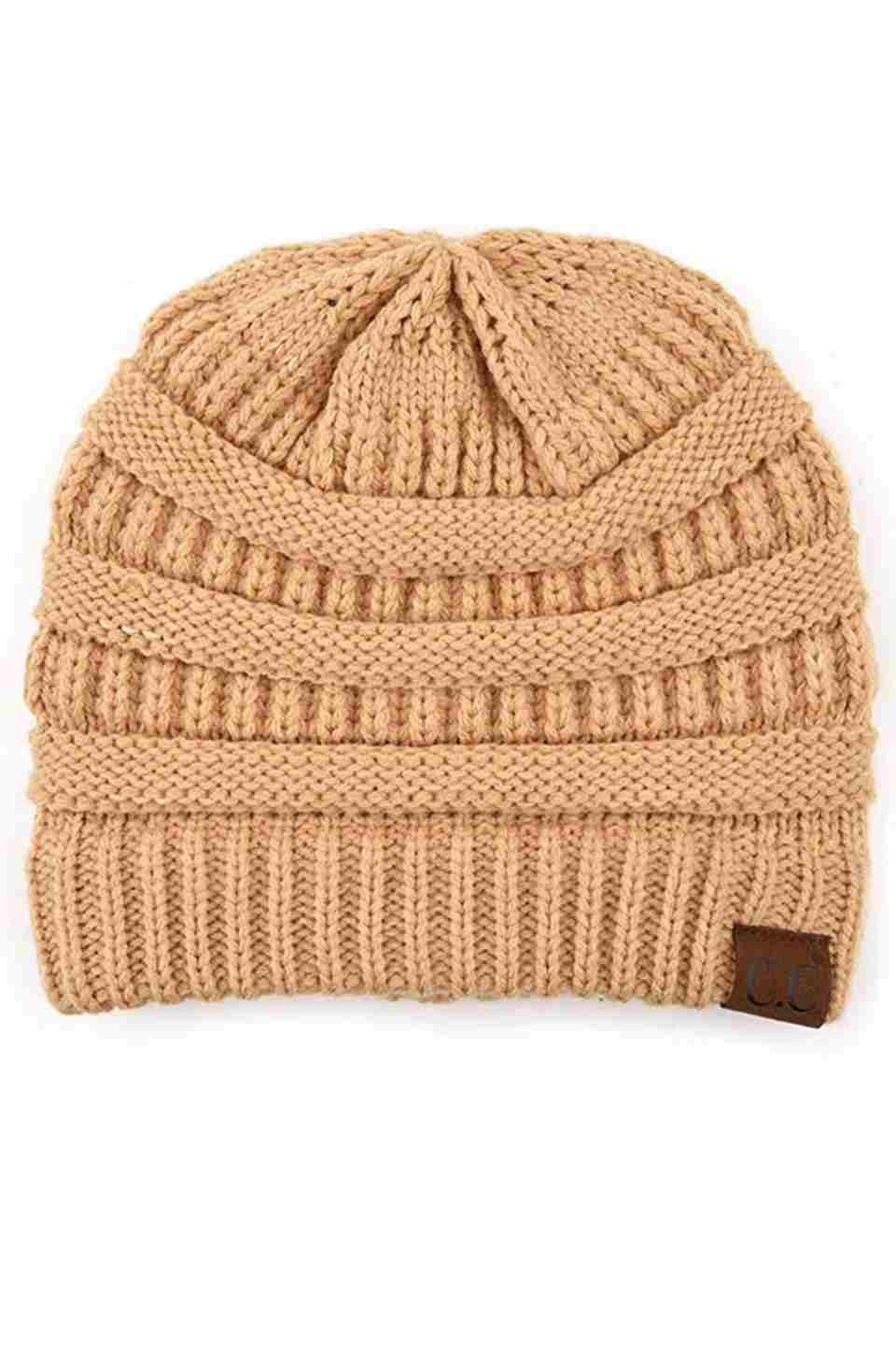 C.C Women's Ribbed Knit Solid Color Beanie