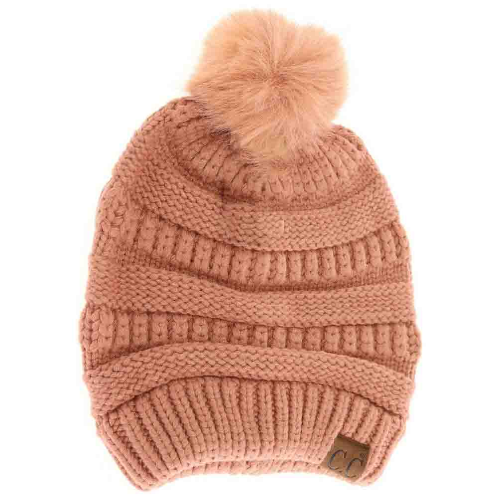 Super Soft Matching Fur Pom C.C Beanie