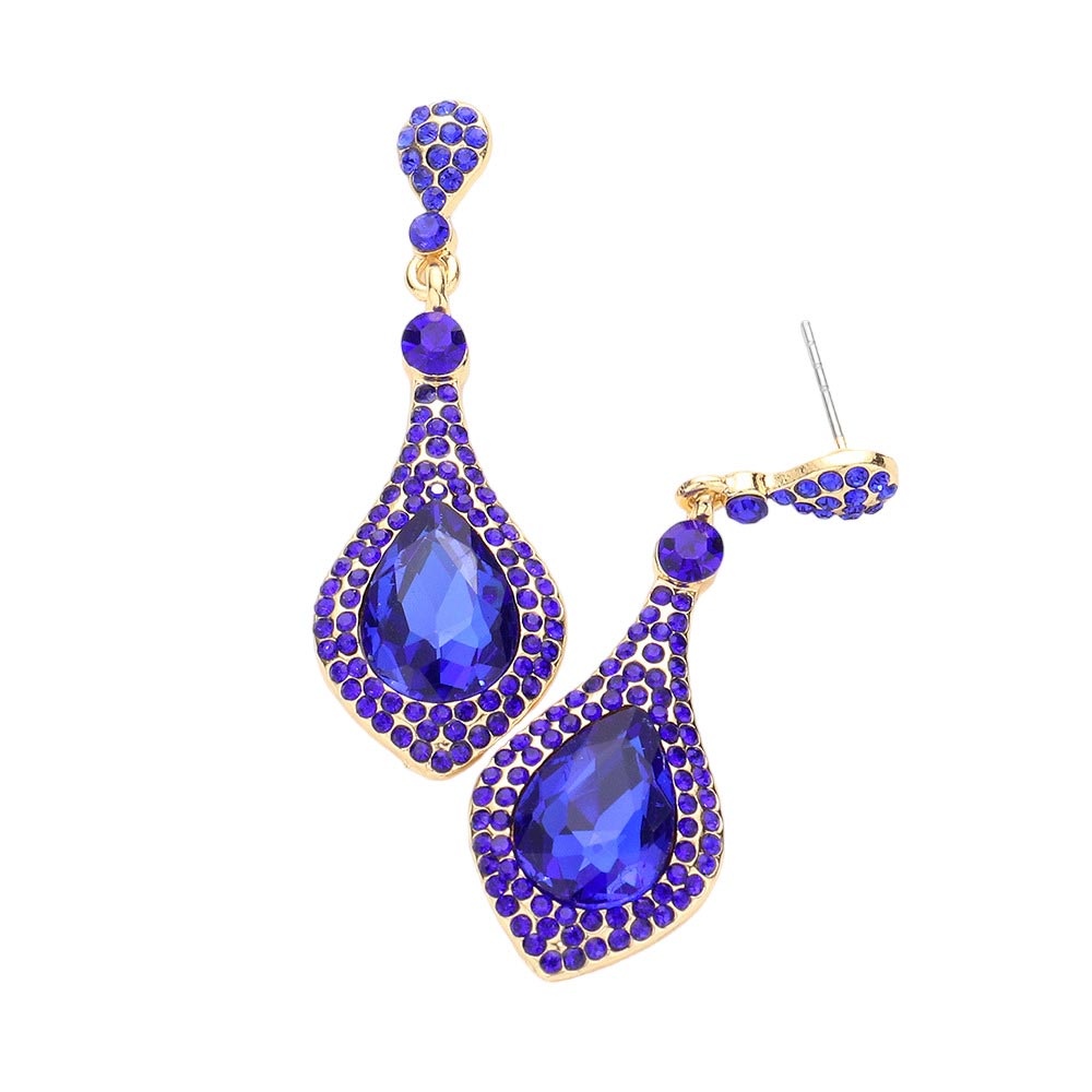 Teardrop Crystal Rhinestone Pave Evening Earrings