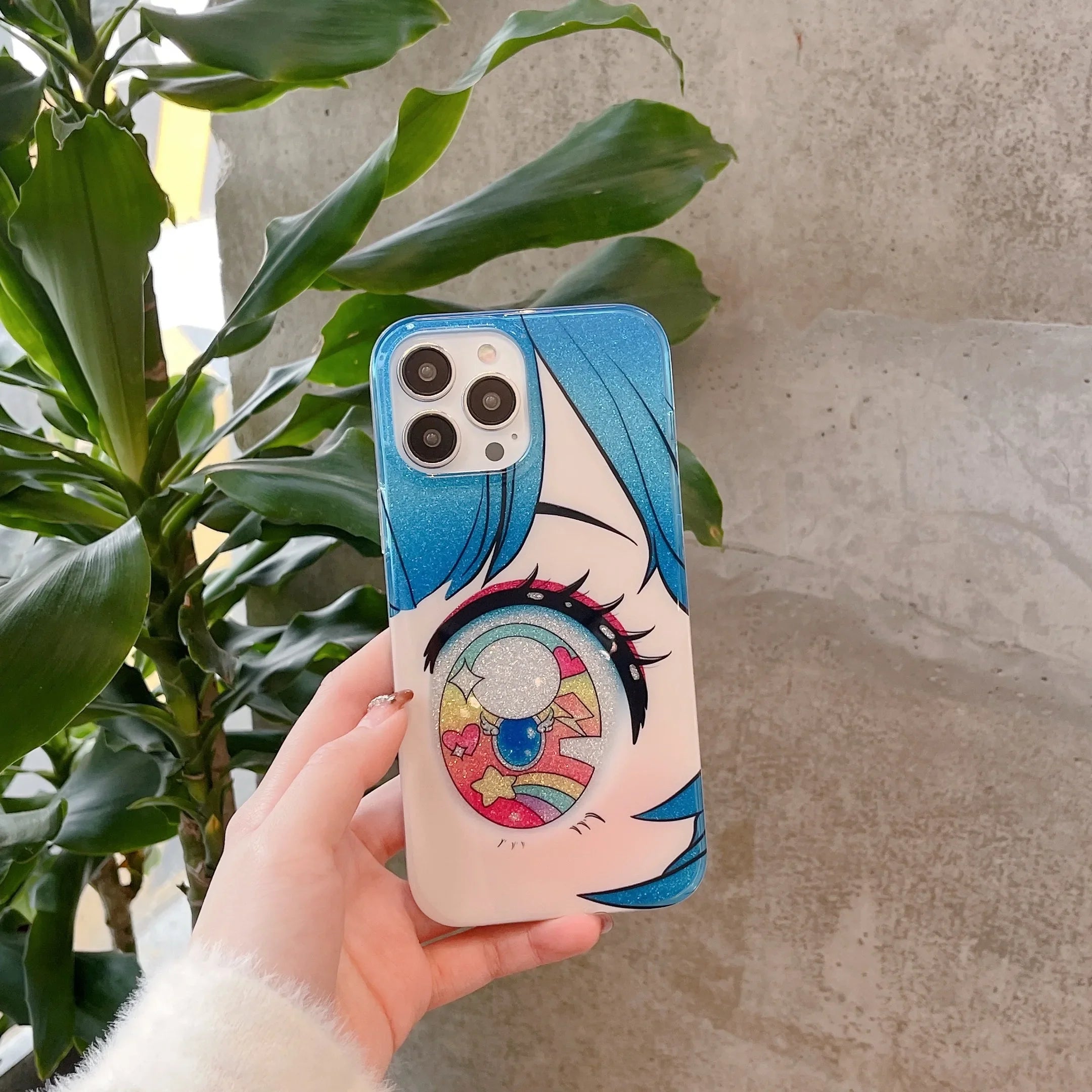 Cartoon Anime Iridescent Shinning Eyes Double Layers Phone Case