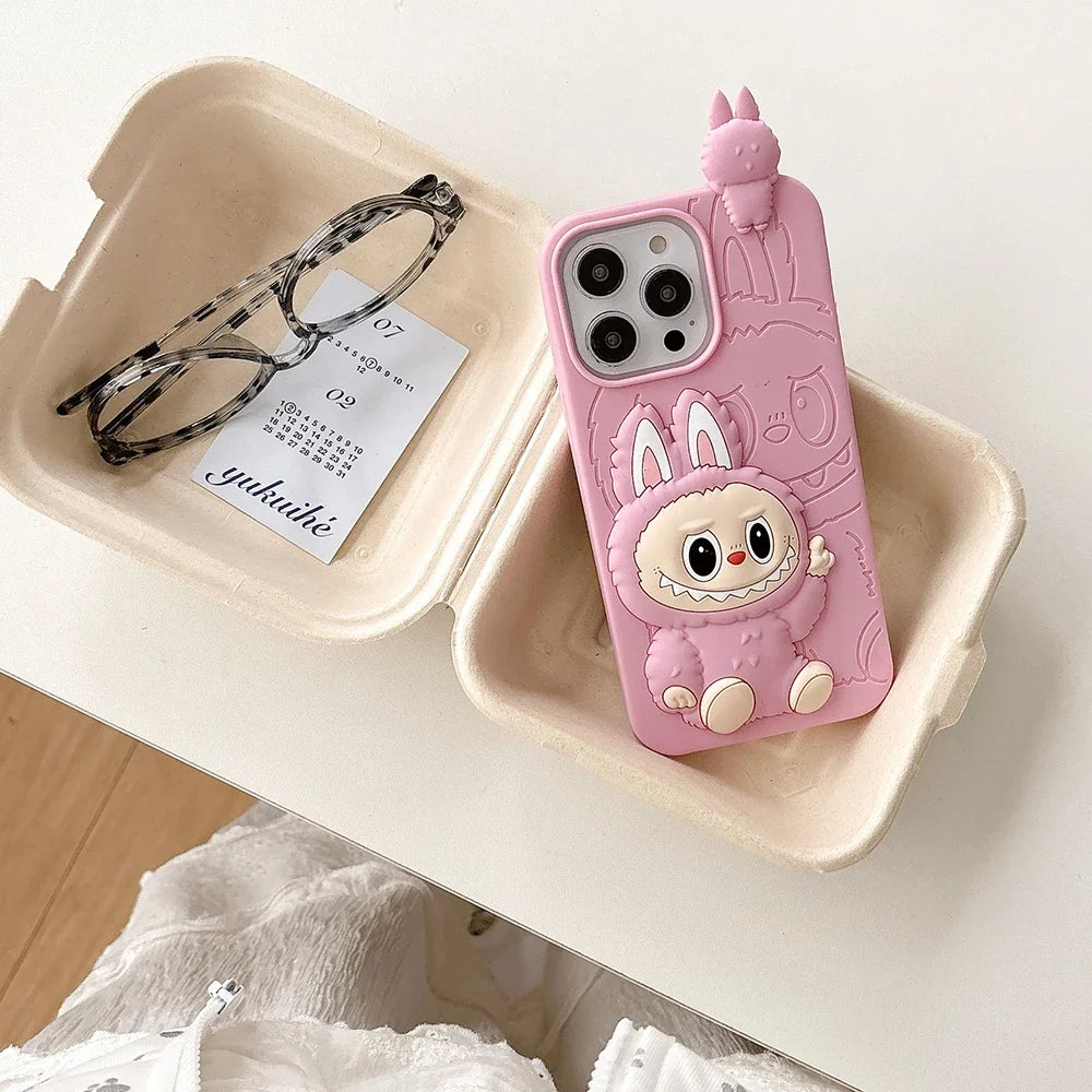 Funny 3D Cartoon LaBubu Monsters Toy Phone Case